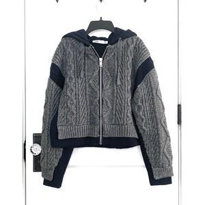 Christina Haack NWT Zara Combination Knit Hoodie Jacket